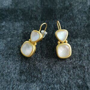 Julie Vos Aquitaine Gold Clear Crystal Earrings BRAND NEW